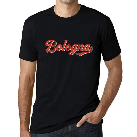 Ultrabasic - Homme T-Shirt Graphique Bologna T-Shirt Lettres Imprimées Noir Profond