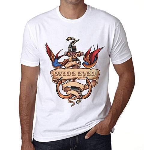 Ultrabasic - Homme T-Shirt Graphique Anchor Tattoo Wide Eyed Blanc