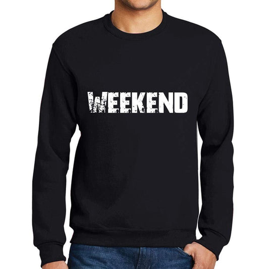 Ultrabasic Homme Imprimé Graphique Sweat-Shirt Popular Words Weekend Noir Profond