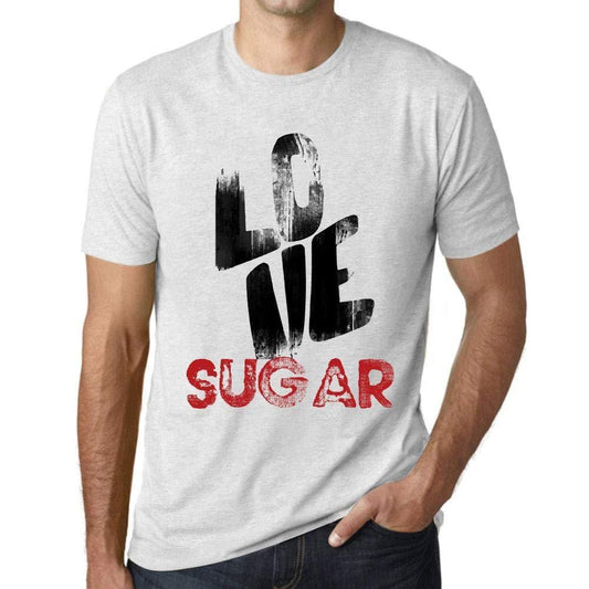 Ultrabasic - Homme T-Shirt Graphique Love Sugar Blanc Chiné