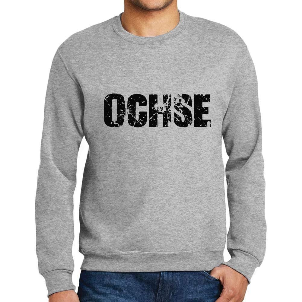 Ultrabasic Homme Imprimé Graphique Sweat-Shirt Popular Words OCHSE Gris Chiné