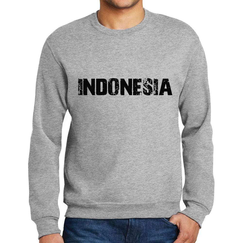 Ultrabasic Homme Imprimé Graphique Sweat-Shirt Popular Words Indonesia Gris Chiné