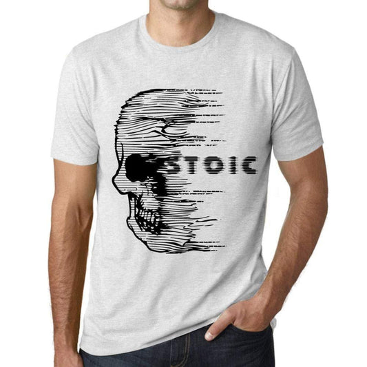Homme T-Shirt Graphique Imprimé Vintage Tee Anxiety Skull Stoic Blanc Chiné