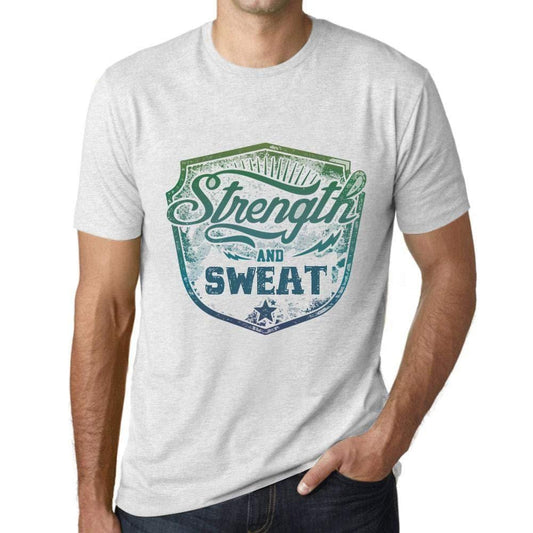 Homme T-Shirt Graphique Imprimé Vintage Tee Strength and Sweat Blanc Chiné