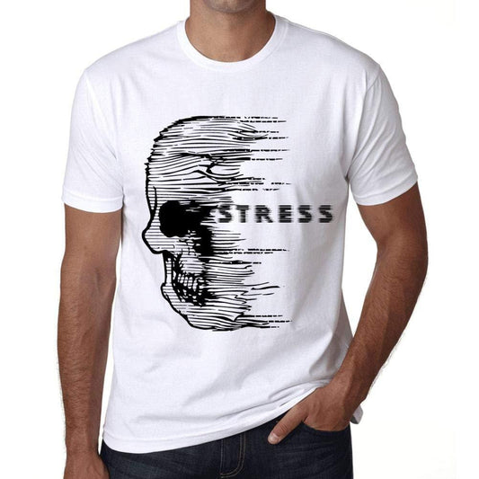 Homme T-Shirt Graphique Imprimé Vintage Tee Anxiety Skull Stress Blanc