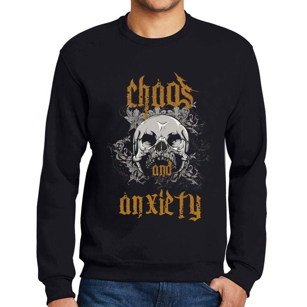 Ultrabasic - Homme Imprimé Graphique Sweat-Shirt Chaos and Anxiety Noir Profond