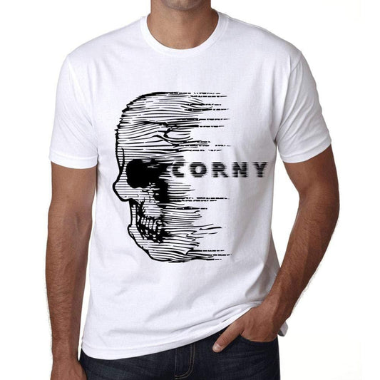 Homme T-Shirt Graphique Imprimé Vintage Tee Anxiety Skull Corny Blanc