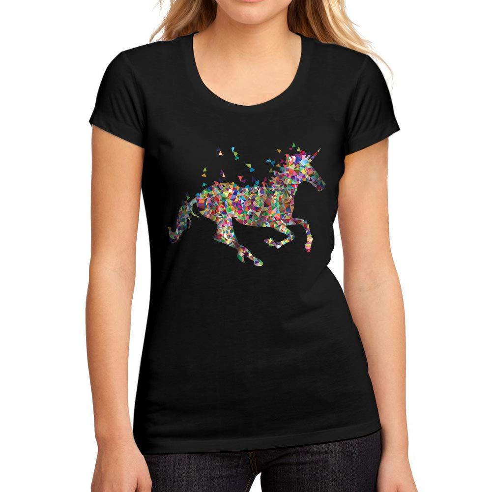 Women's Graphic T-Shirt Multicolor Unicorn Deep Black