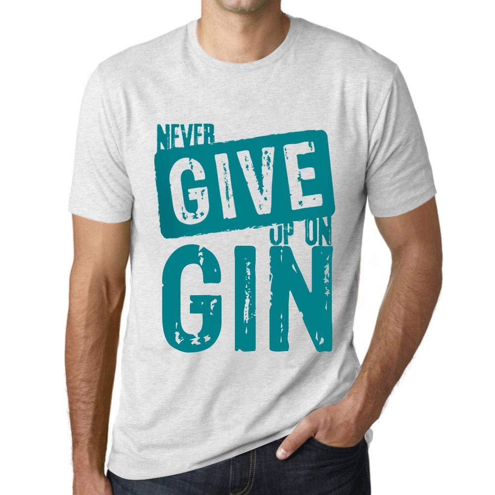 Ultrabasic Homme T-Shirt Graphique Never Give Up on GIN Blanc Chiné