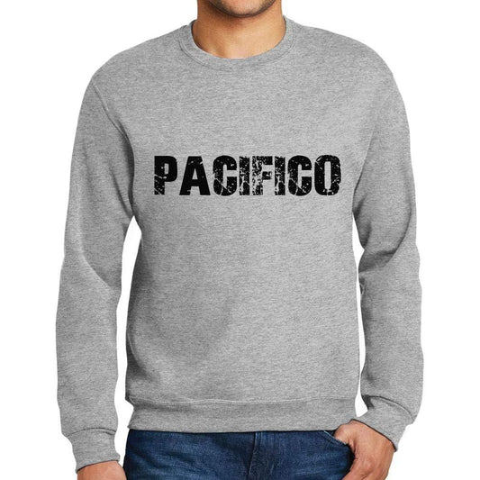 Ultrabasic Homme Imprimé Graphique Sweat-Shirt Popular Words Pacifico Gris Chiné