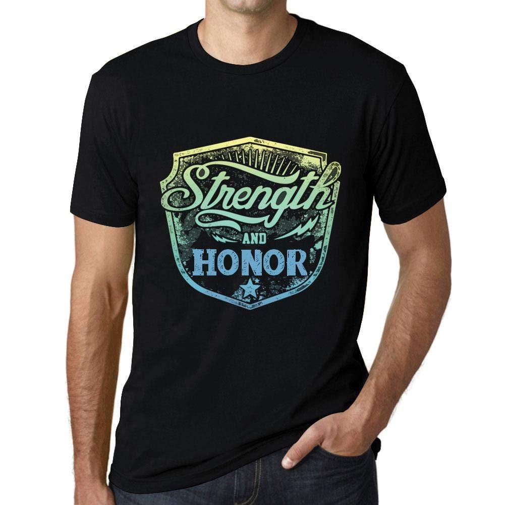Homme T-Shirt Graphique Imprimé Vintage Tee Strength and Honor Noir Profond