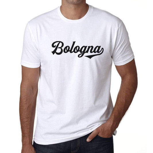 Ultrabasic - Homme T-Shirt Graphique Bologna T-Shirt Lettres Imprimées Blanco
