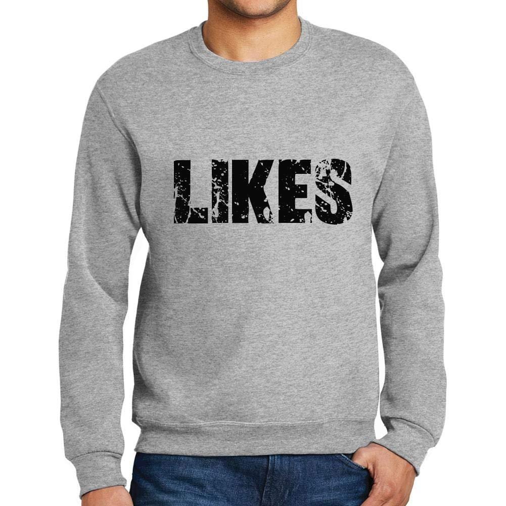 Ultrabasic Homme Imprimé Graphique Sweat-Shirt Popular Words Likes Gris Chiné