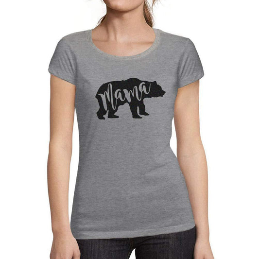 Tee-Shirt Femme Manches Courtes Mama Bear Gris Chiné