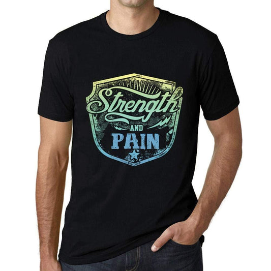 Homme T-Shirt Graphique Imprimé Vintage Tee Strength and Pain Noir Profond