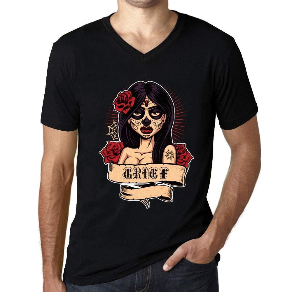 Ultrabasic - Homme Graphique Col V Tee Shirt Women Flower Tattoo Grief