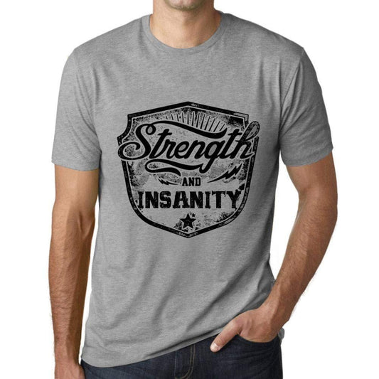Homme T-Shirt Graphique Imprimé Vintage Tee Strength and Insanity Gris Chiné