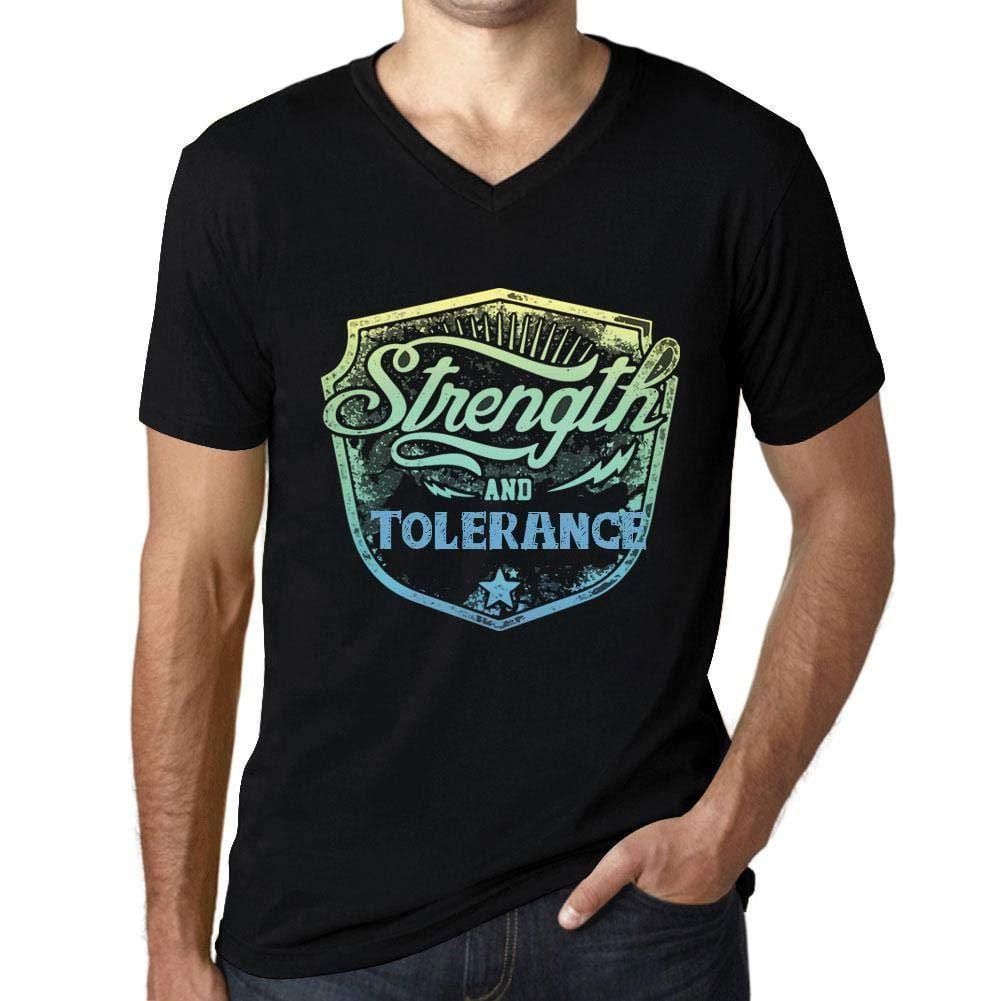 Homme T Shirt Graphique Imprimé Vintage Col V Tee Strength and Tolerance Noir Profond