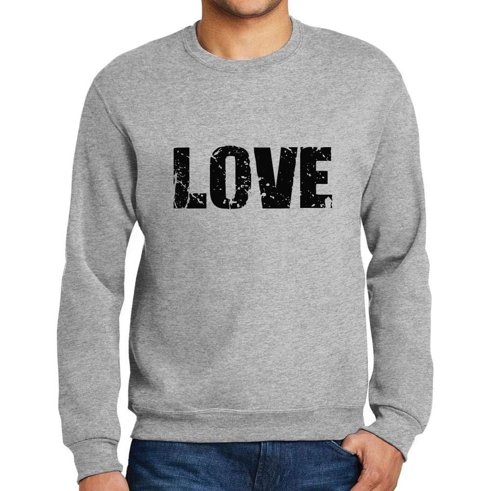 Ultrabasic Homme Imprimé Graphique Sweat-Shirt Popular Words Love Gris Chiné