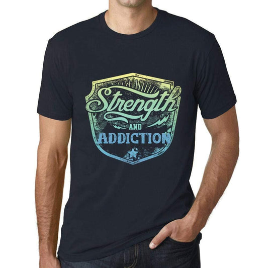 Homme T-Shirt Graphique Imprimé Vintage Tee Strength and Addiction Marine