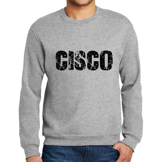 Ultrabasic Homme Imprimé Graphique Sweat-Shirt Popular Words Cisco Gris Chiné