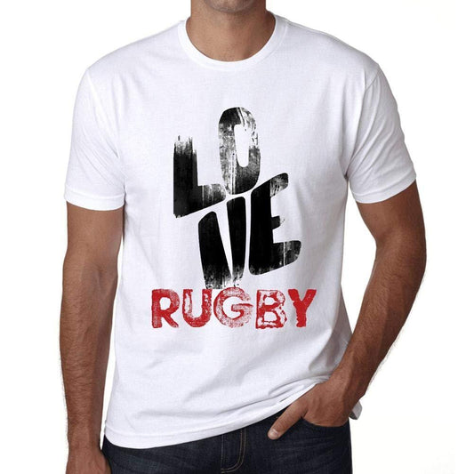 Ultrabasic - Homme T-Shirt Graphique Love Rugby Blanc