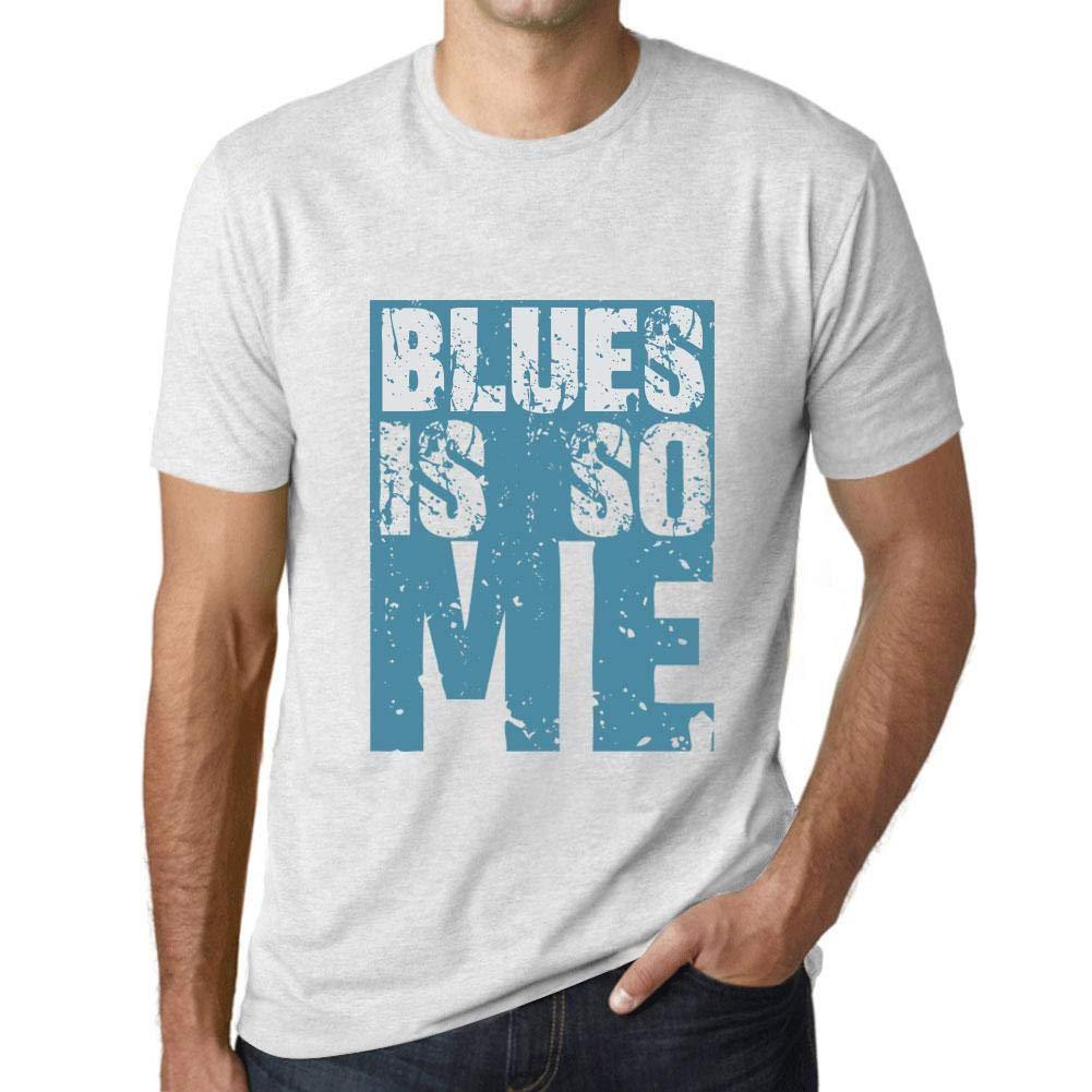 Homme T-Shirt Graphique Blues is So Me Blanc Chiné