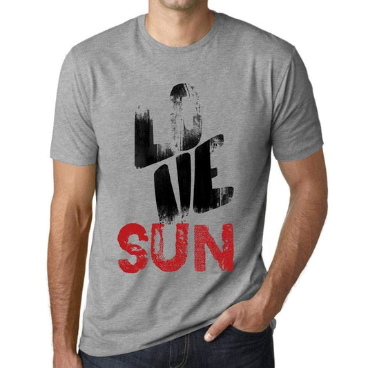 Ultrabasic - Homme T-Shirt Graphique Love Sun Gris Chiné