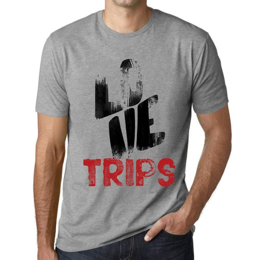 Ultrabasic - Homme T-Shirt Graphique Love Trips Gris Chiné