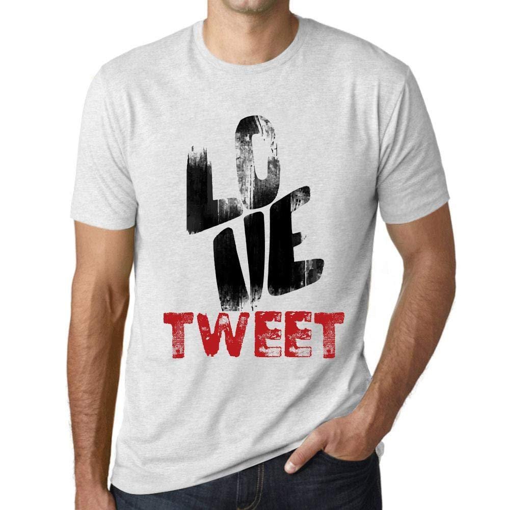 Ultrabasic - Homme T-Shirt Graphique Love Tweet Blanc Chiné