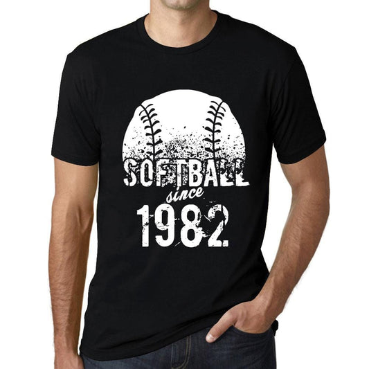 Men’s <span>Graphic</span> T-Shirt Softball Since 1982 Deep Black - ULTRABASIC