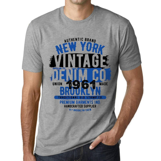 Men’s <span>Graphic</span> T-Shirt Vintage Denim Since 1961 Grey Marl - ULTRABASIC