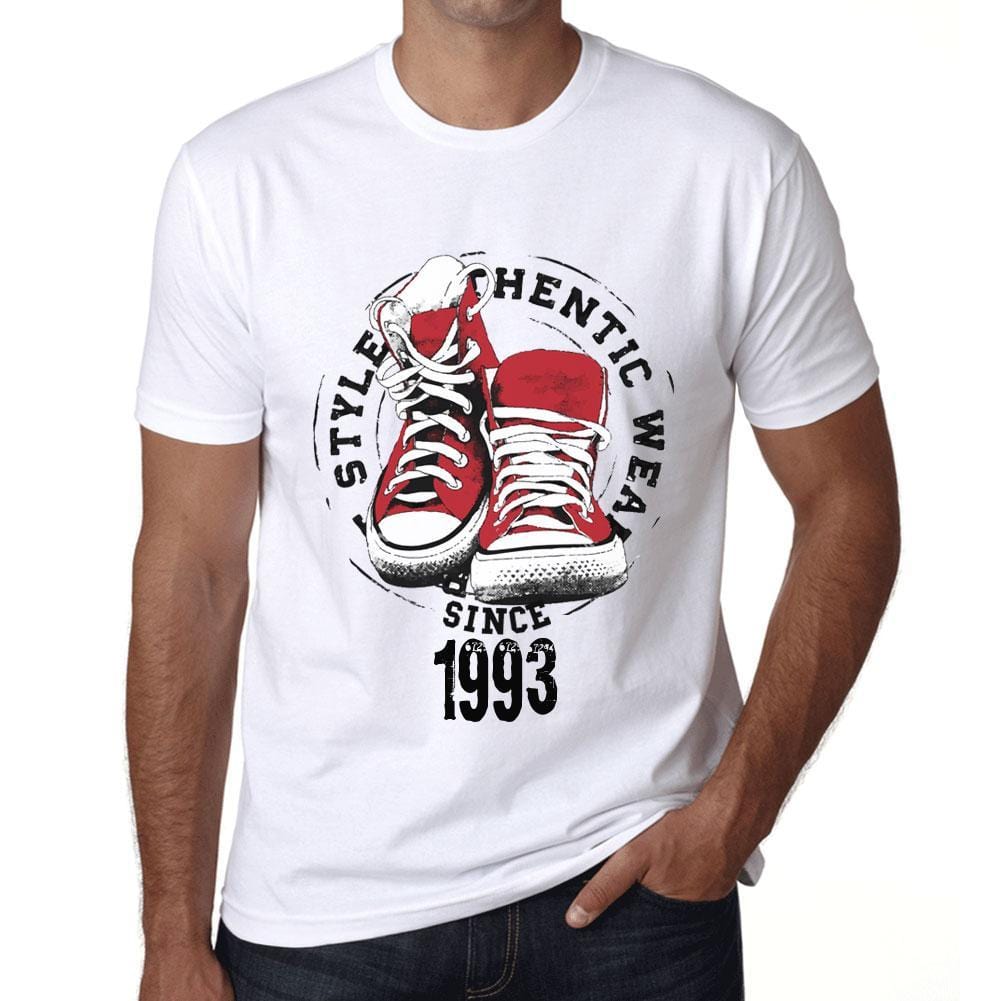 Men&rsquo;s Vintage Tee Shirt Graphic T shirt Authentic Style Since 1993 White - Ultrabasic