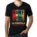 Men's Graphic T-Shirt V Neck Surf Summer Time LA PUNTILLA Deep Black