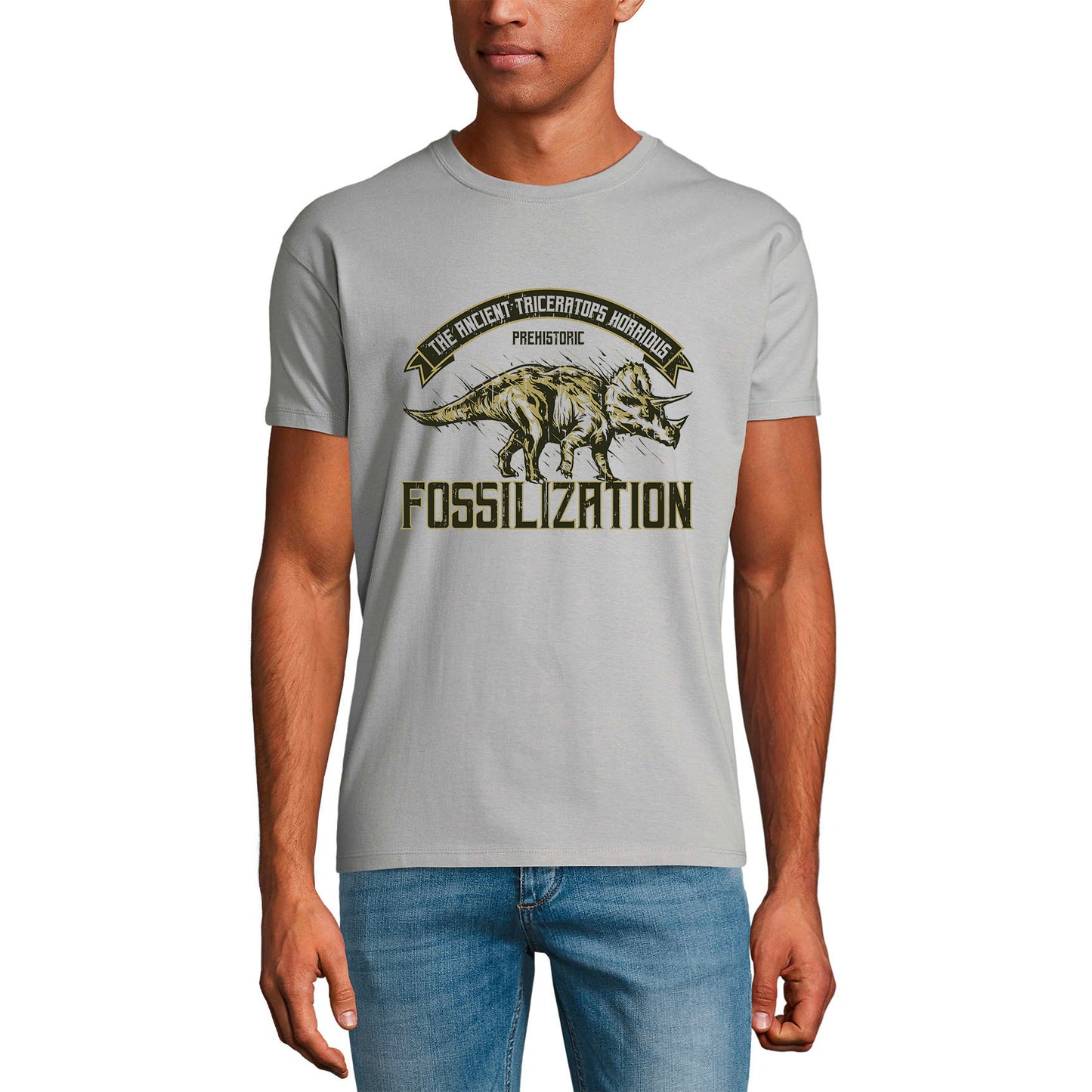 ULTRABASIC Men's T-Shirt Fossilization - The Ancient Triceraptors - Dinosaur Shirt