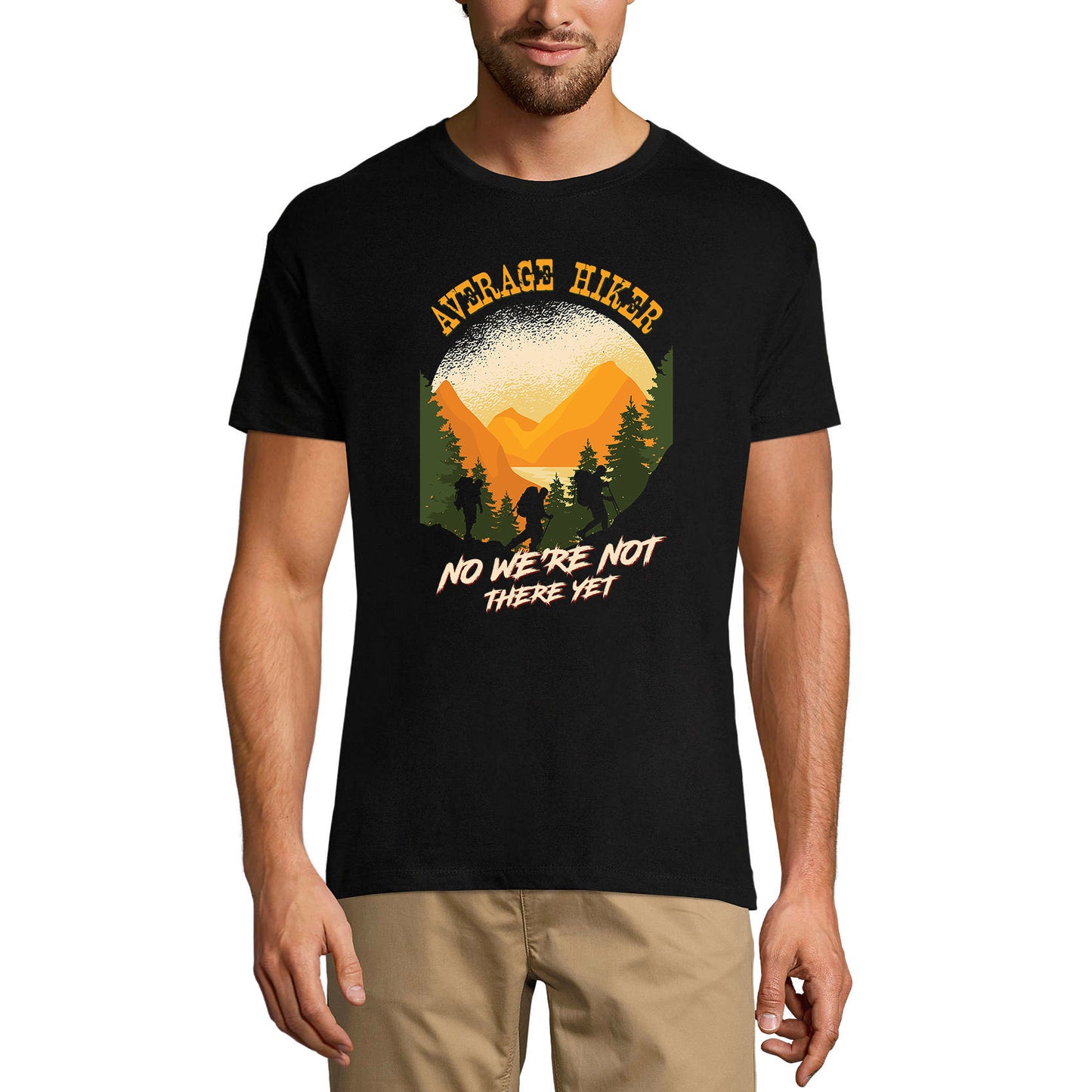 ULTRABASIC Men's T-Shirt Average Hiker No We're Not There Yet - Funny Mountain Hiking Tee Shirt