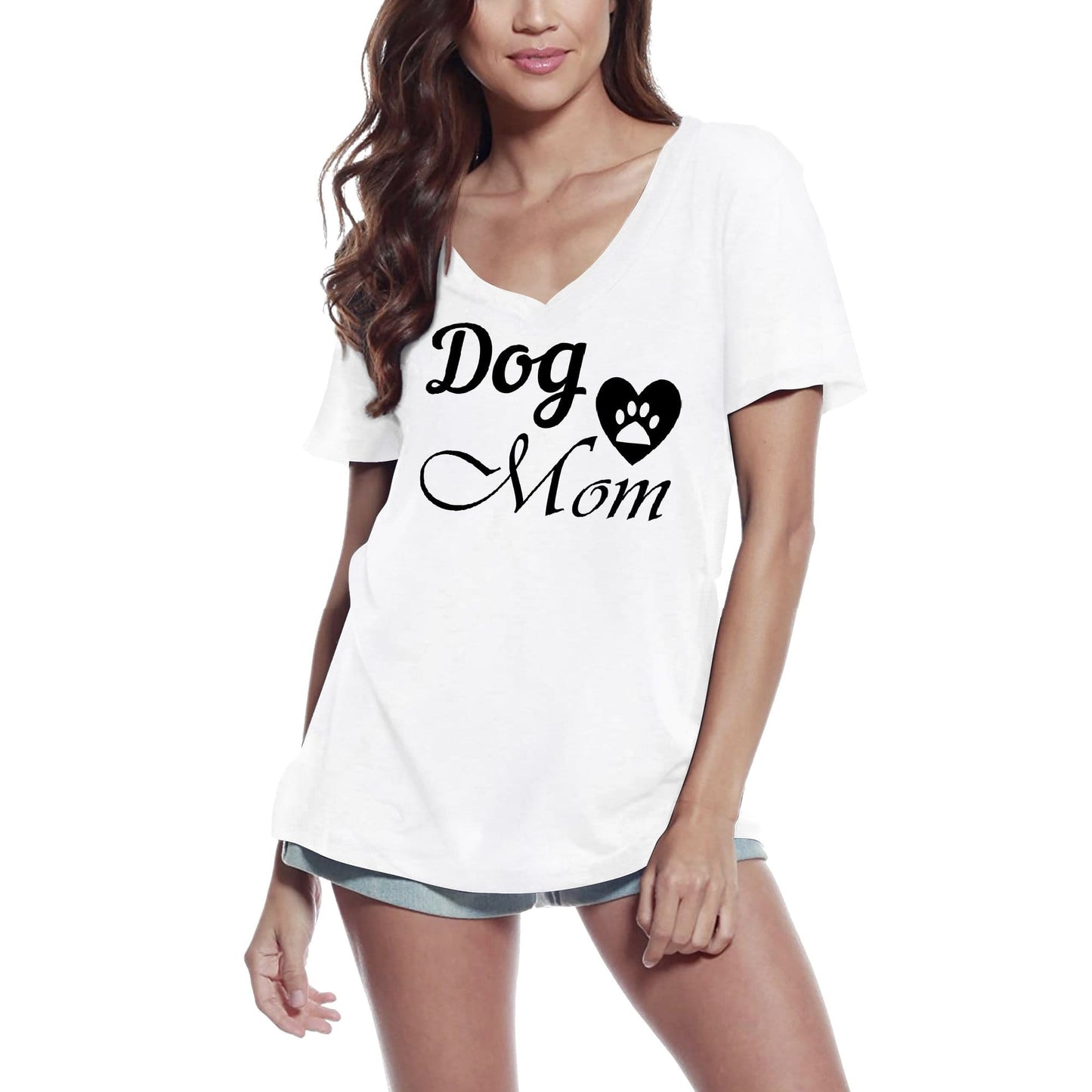 ULTRABASIC Women's T-Shirt Dog Mom - Cute Heart Paw Short Sleeve Tee Shirt Tops