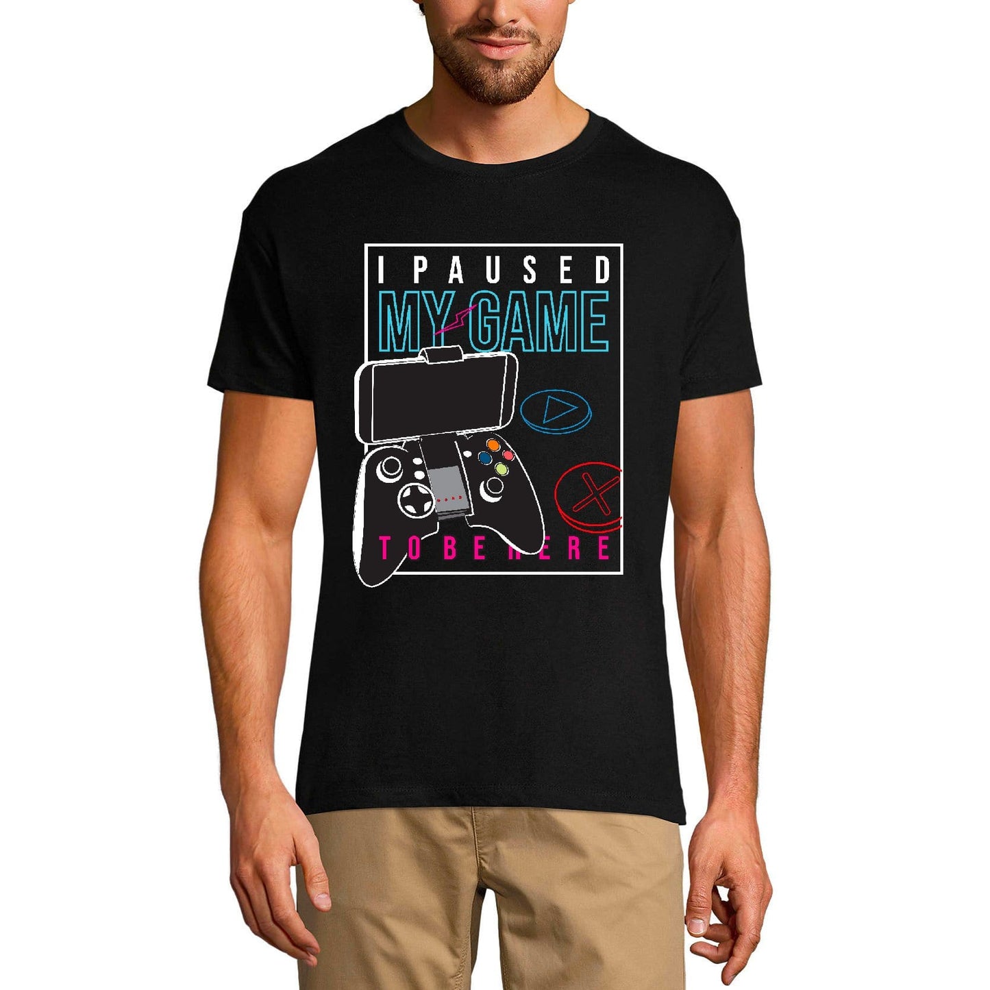 ULTRABASIC Men's Gaming T-Shirt I Paused My Game to be Here - Funny Humor Sarcasm Gamer Tee Shirt