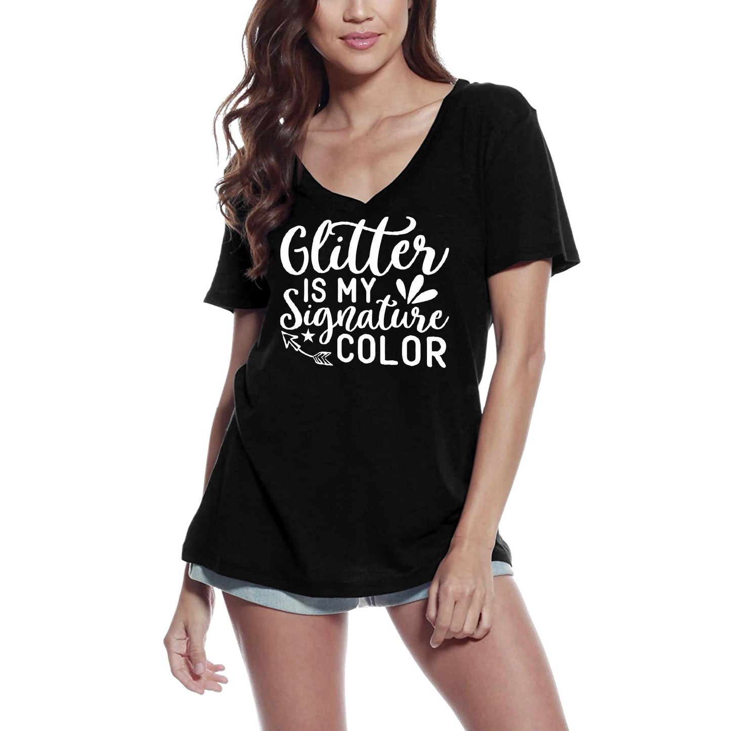 ULTRABASIC Women's T-Shirt Glitter is My Signature Color - Short Sleeve Tee Shirt Tops