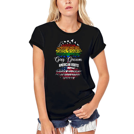 ULTRABASIC Women's Organic T-Shirt Gay Grown American Roots - LGBT Flag