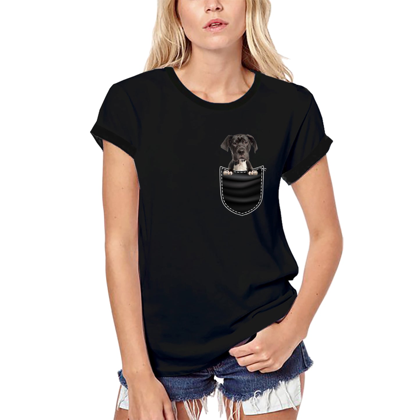 ULTRABASIC Graphic Women's T-Shirt Great Dane - Cute Dog In Your Pocket