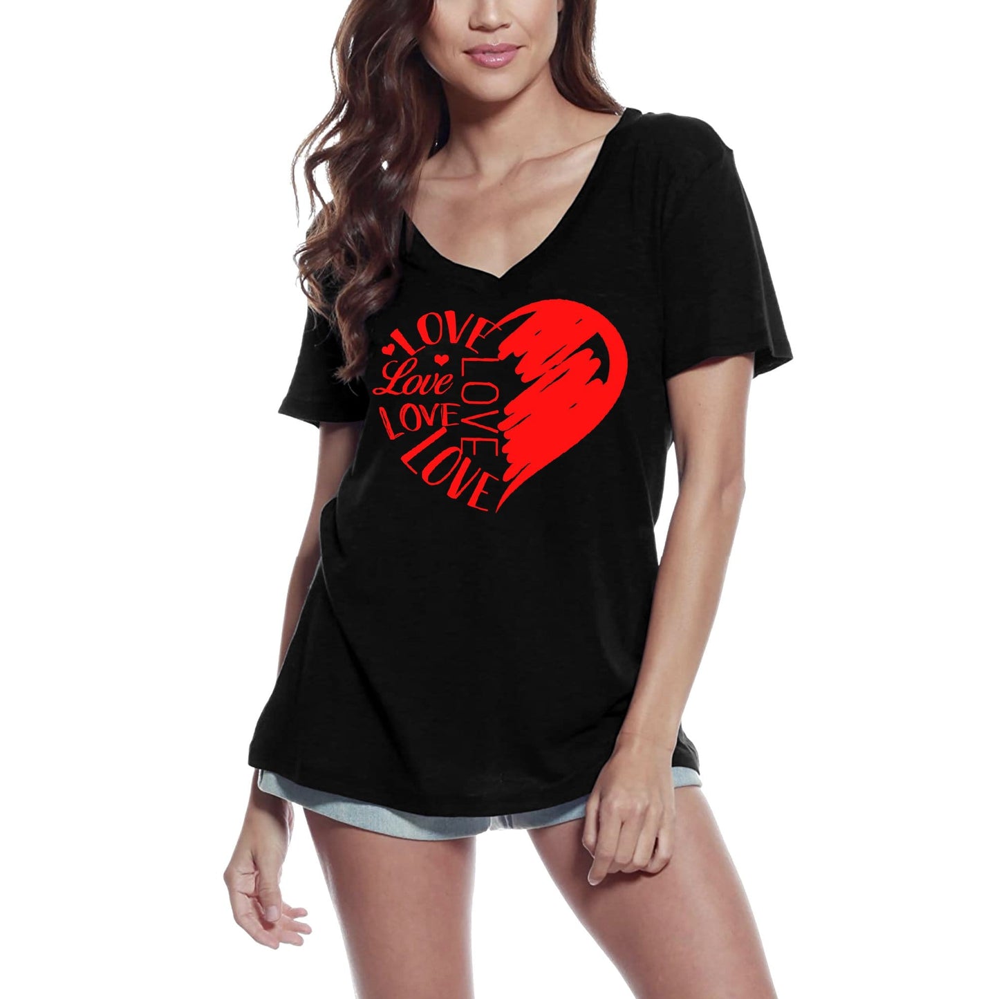 ULTRABASIC Women's T-Shirt Heart Love - Valentine's Day Tee Shirt for Ladies