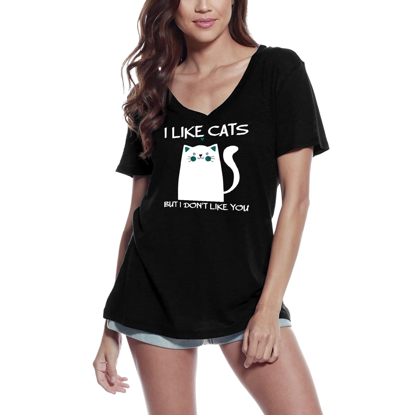 ULTRABASIC Women's T-Shirt I Like Cats But I Don't Like You - Cute Short Sleeve Tee Shirt