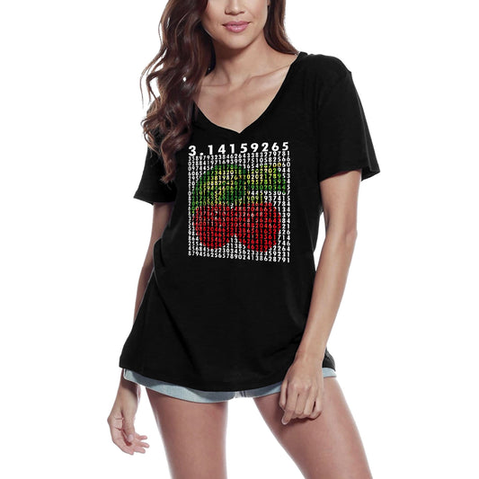 ULTRABASIC Women's V-Neck T-Shirt Pi and Raspberry - Math Lover Teachers Tee Shirt