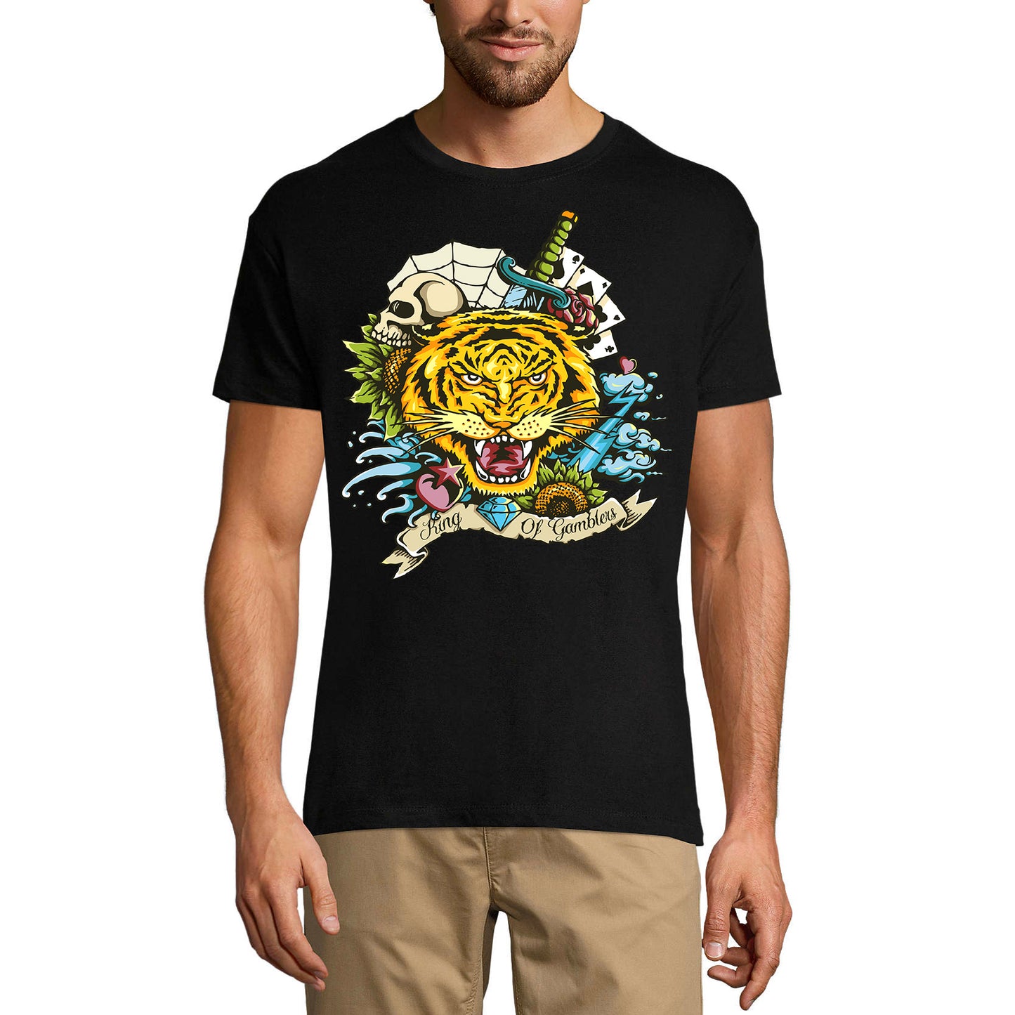 ULTRABASIC Graphic Men's T-Shirt King Of Gamblers - Scary Tiger Head