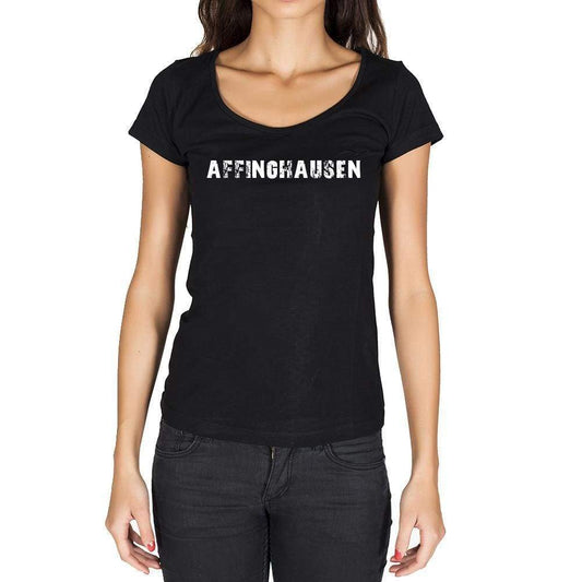 Affinghausen German Cities Black Womens Short Sleeve Round Neck T-Shirt 00002 - Casual