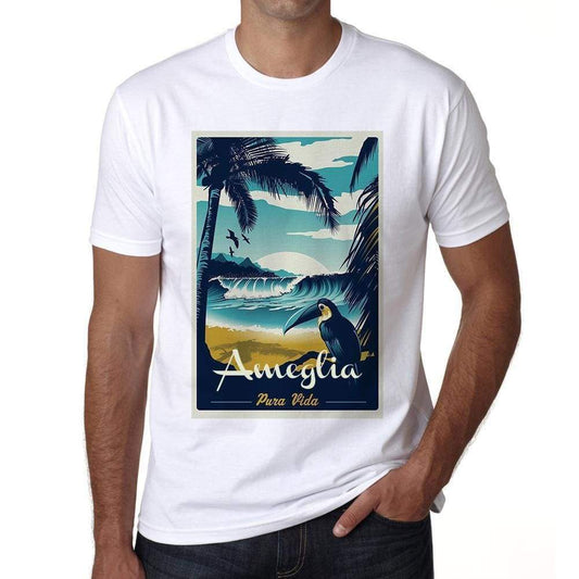 Ameglia Pura Vida Beach Name White Mens Short Sleeve Round Neck T-Shirt 00292 - White / S - Casual