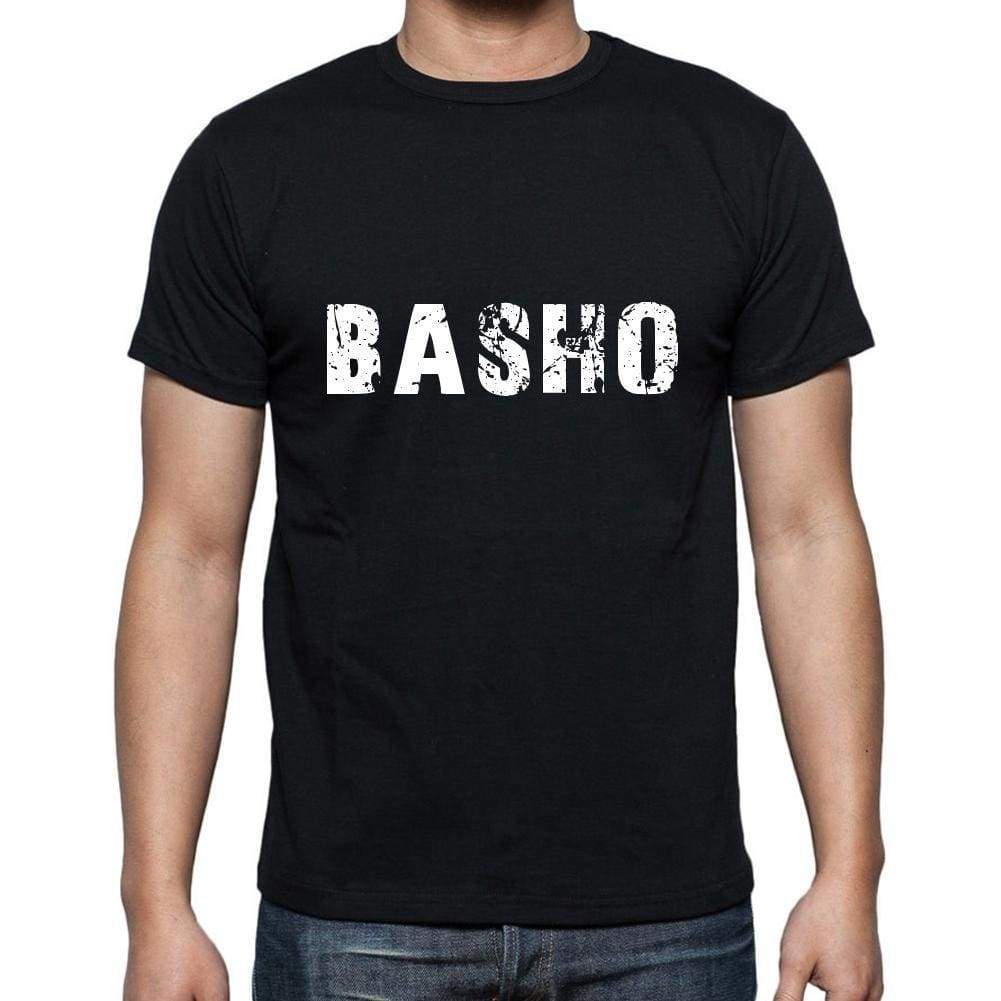 Basho Mens Short Sleeve Round Neck T-Shirt 5 Letters Black Word 00006 - Casual