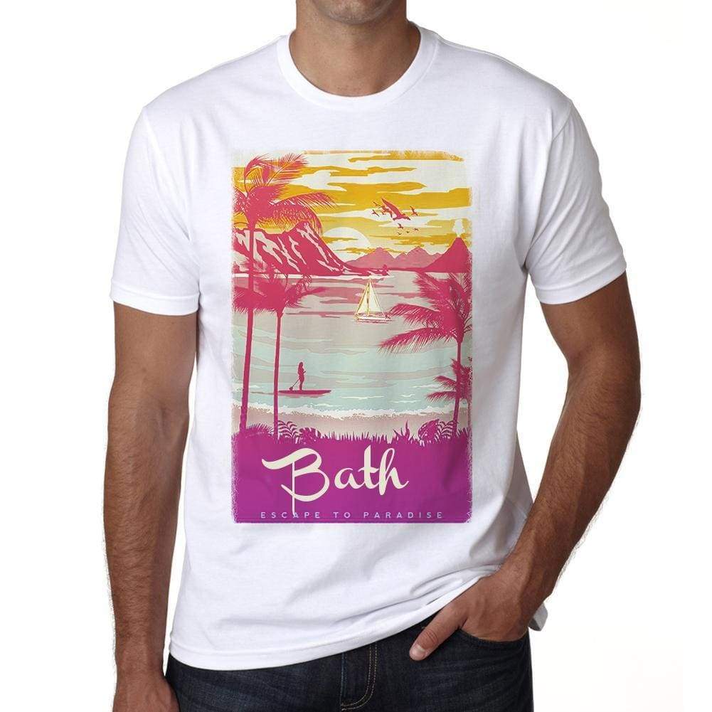 Bath Escape To Paradise White Mens Short Sleeve Round Neck T-Shirt 00281 - White / S - Casual