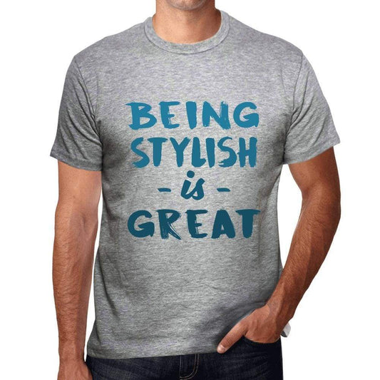 Being Stylish Is Great Mens T-Shirt Grey Birthday Gift 00376 - Grey / S - Casual